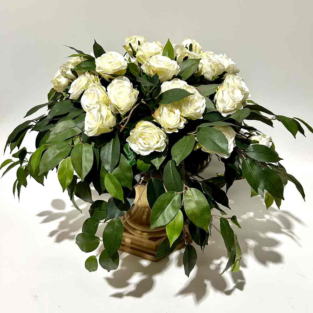 FLORAL ARRANGEMENT, Roses - White w Greenery (Large)